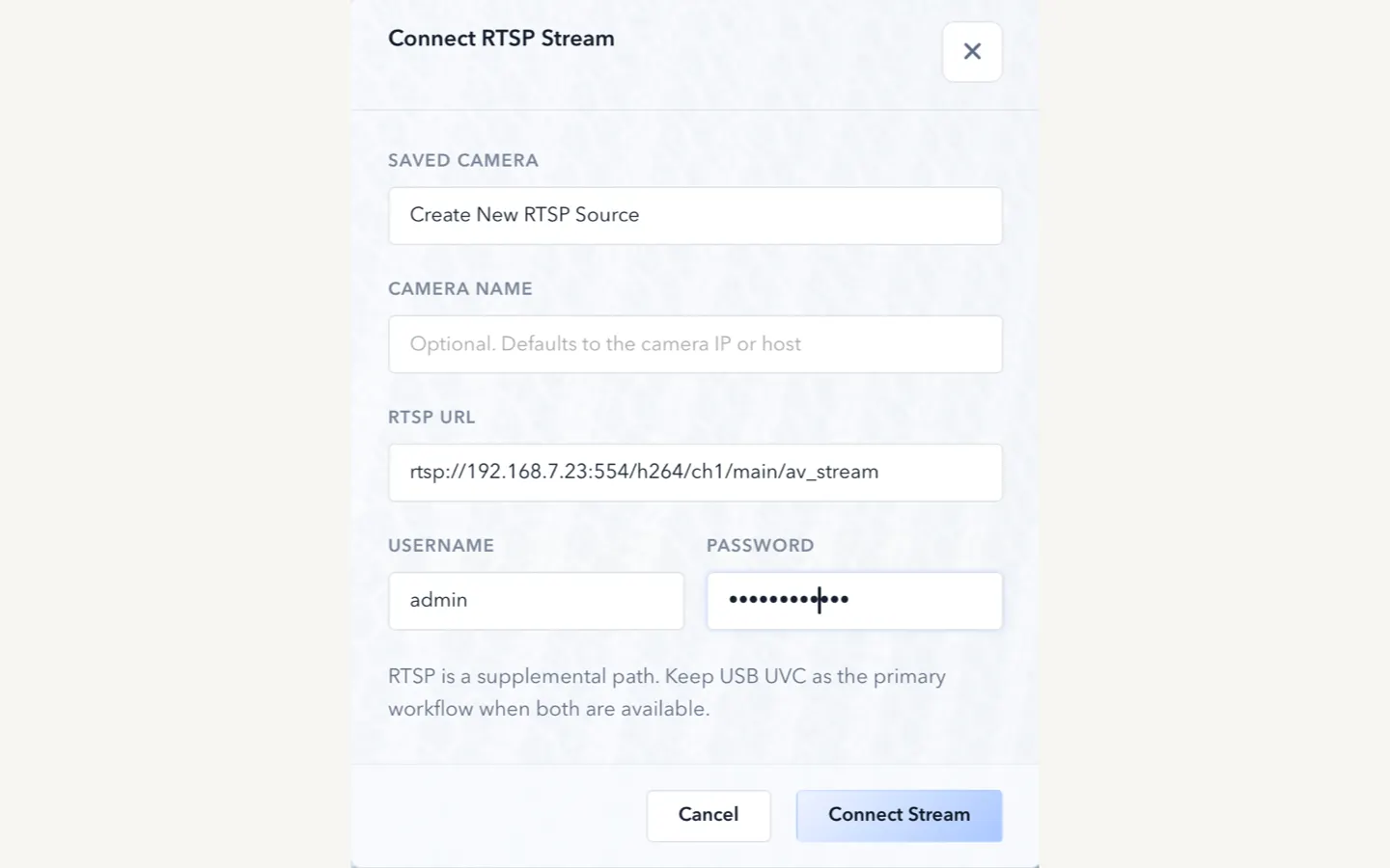 ScopeDock release screenshot for adding local and network camera sources.