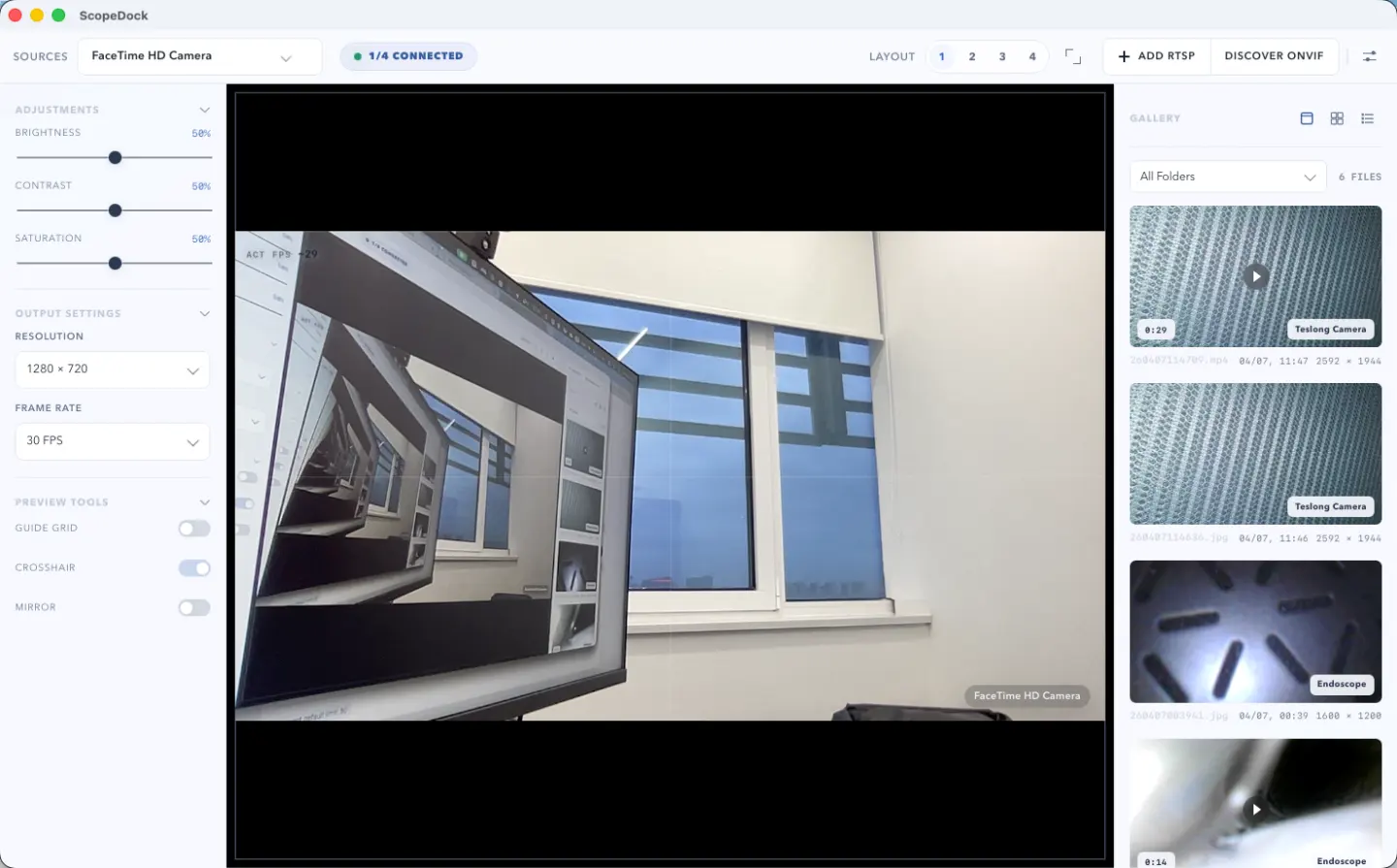 ScopeDock main workspace in the homepage hero.