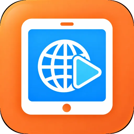 Web Launcher app icon showing a webpage playing on a tablet.